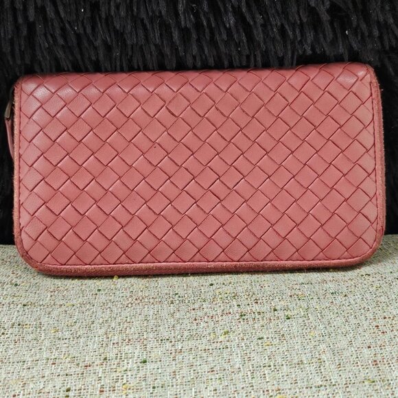 Bottega Veneta Wallet Intrecciato Lambskin Zippy Zip Around Clutch Purse Made in - Picture 3 of 12